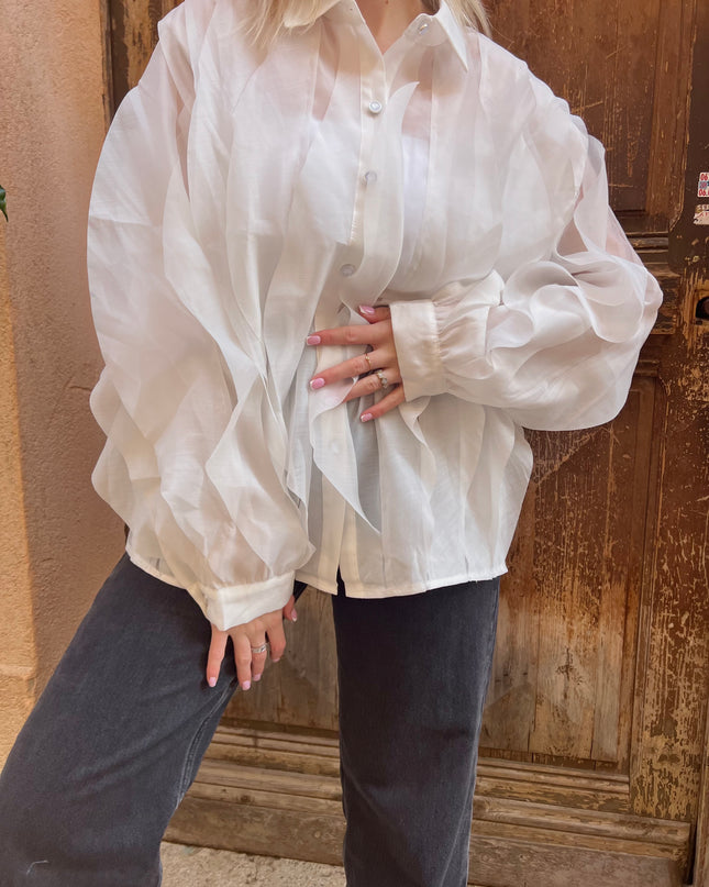 Blouse Blanche à volants - Maison Blondie